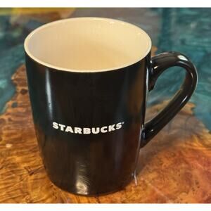 Starbucks 10oz Coffee Cup Mug 2020 Black with Leaves and Floral Design